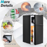 Compact 3.2 Cu. Ft Mini Fridge with Freezer and LED Lights