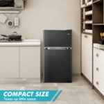 Compact 3.2 Cu. Ft Mini Fridge with Freezer and LED Lights