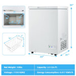 Compact 5 Cu Ft Chest Freezer with Basket and Wheels