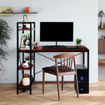 Compact Computer Desk with 4-Tier Shelves and Adjustable Legs 32 Compact Computer Desk with 4-Tier Shelves and Adjustable Legs