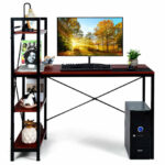Compact Computer Desk with 4-Tier Shelves and Adjustable Legs 35 Compact Computer Desk with 4-Tier Shelves and Adjustable Legs