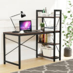 Compact Computer Desk with 4-Tier Shelves and Adjustable Legs 37 Compact Computer Desk with 4-Tier Shelves and Adjustable Legs