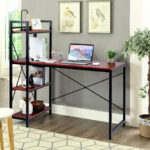 Compact Computer Desk with 4-Tier Shelves and Adjustable Legs 30 Compact Computer Desk with 4-Tier Shelves and Adjustable Legs