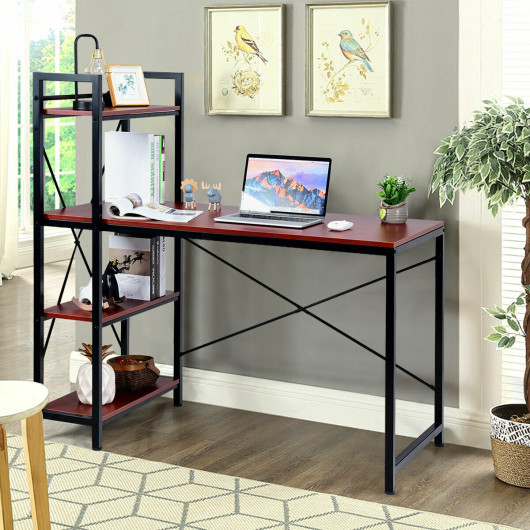Compact Computer Desk with 4-Tier Shelves and Adjustable Legs 9 Compact Computer Desk with 4-Tier Shelves and Adjustable Legs - Image 9
