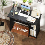 Compact Computer Desk with Adjustable Shelf and Space-Saving Design