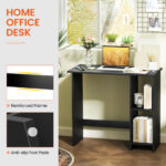 Compact Computer Desk with Adjustable Shelf and Space-Saving Design