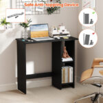 Compact Computer Desk with Adjustable Shelf and Space-Saving Design
