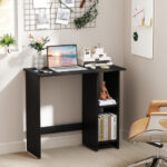 Compact Computer Desk with Adjustable Shelf and Space-Saving Design