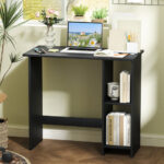 Compact Computer Desk with Adjustable Shelf and Space-Saving Design