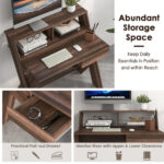 Compact Computer Desk with Drawer and Raised Monitor Shelf