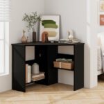 Compact Corner Computer Desk with Storage Shelves and Cable Management
