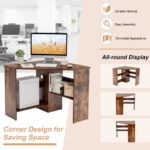 Compact Corner Computer Desk with Storage Shelves and Cable Management