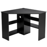 Compact Corner Computer Desk with Storage Shelves and Cable Management