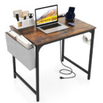 Compact Home Office Desk with Charging Station and Storage Options