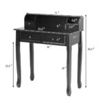 Compact Writing Desk with Removable Hutch and 4 Storage Drawers