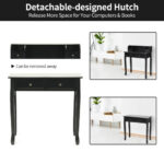 Compact Writing Desk with Removable Hutch and 4 Storage Drawers