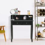 Compact Writing Desk with Removable Hutch and 4 Storage Drawers