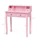 Compact Writing Desk with Removable Hutch and 4 Storage Drawers