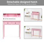 Compact Writing Desk with Removable Hutch and 4 Storage Drawers