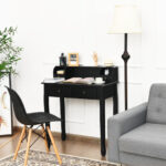 Compact Writing Desk with Removable Hutch and 4 Storage Drawers