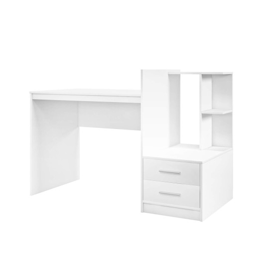 White Computer Desk with Bookshelf and Drawers for Home Office 3 White Computer Desk with Bookshelf and Drawers for Home Office - Image 3