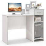 Modern White Computer Desk with Adjustable Shelf and Cable Hole 11 Modern White Computer Desk with Adjustable Shelf and Cable Hole