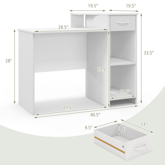 Modern White Computer Desk with Adjustable Shelf and Cable Hole 5 Modern White Computer Desk with Adjustable Shelf and Cable Hole - Image 5