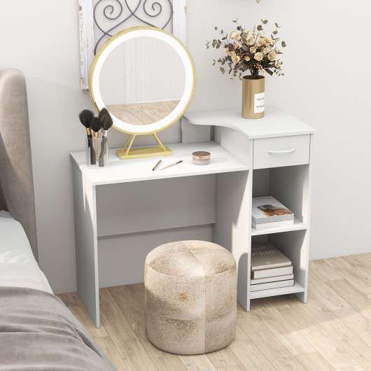 Modern White Computer Desk with Adjustable Shelf and Cable Hole 6 Modern White Computer Desk with Adjustable Shelf and Cable Hole - Image 6