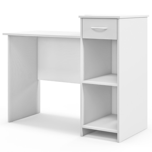 Modern White Computer Desk with Adjustable Shelf and Cable Hole 7 Modern White Computer Desk with Adjustable Shelf and Cable Hole - Image 7