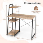 Space-Saving Computer Desk with Shelves and Host Stand