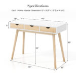 Compact Computer Desk with Drawers and Rubberwood Legs for Home Office