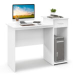 Modern White Computer Desk with Drawer and Adjustable Shelf 10 Modern White Computer Desk with Drawer and Adjustable Shelf