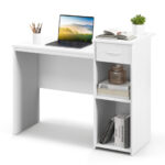 Modern White Computer Desk with Drawer and Adjustable Shelf 11 Modern White Computer Desk with Drawer and Adjustable Shelf