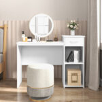 Modern White Computer Desk with Drawer and Adjustable Shelf 13 Modern White Computer Desk with Drawer and Adjustable Shelf