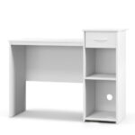 Modern White Computer Desk with Drawer and Adjustable Shelf 14 Modern White Computer Desk with Drawer and Adjustable Shelf