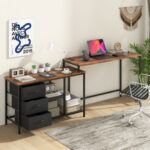 Convertible L Shaped Desk with Power Outlet and Storage