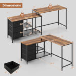 Convertible L Shaped Desk with Power Outlet and Storage