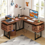 Rustic L-Shaped Desk with Storage, Power Outlets, and Drawers 8 Rustic L-Shaped Desk with Storage, Power Outlets, and Drawers