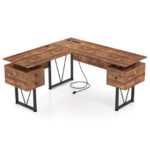 Rustic L-Shaped Desk with Storage, Power Outlets, and Drawers 10 Rustic L-Shaped Desk with Storage, Power Outlets, and Drawers