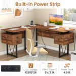 Rustic L-Shaped Desk with Storage, Power Outlets, and Drawers 14 Rustic L-Shaped Desk with Storage, Power Outlets, and Drawers