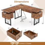Rustic L-Shaped Desk with Storage, Power Outlets, and Drawers 12 Rustic L-Shaped Desk with Storage, Power Outlets, and Drawers