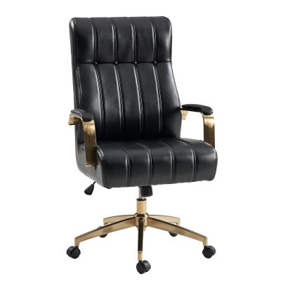 Conan Black Leather Mid-Century Modern Ergonomic Office Chair