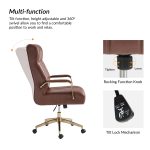 Conan Brown Leather Mid-Century Modern Ergonomic Executive Office Chair 8 Conan Brown Leather Mid-Century Modern Ergonomic Executive Office Chair