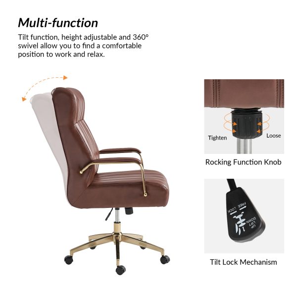 Conan Brown Leather Mid Century Modern Ergonomic Executive Office Chair 2