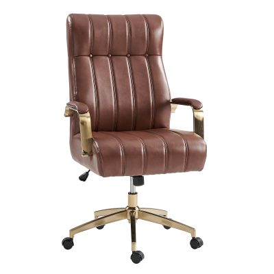 Conan Brown Leather Mid-Century Modern Ergonomic Executive Office Chair