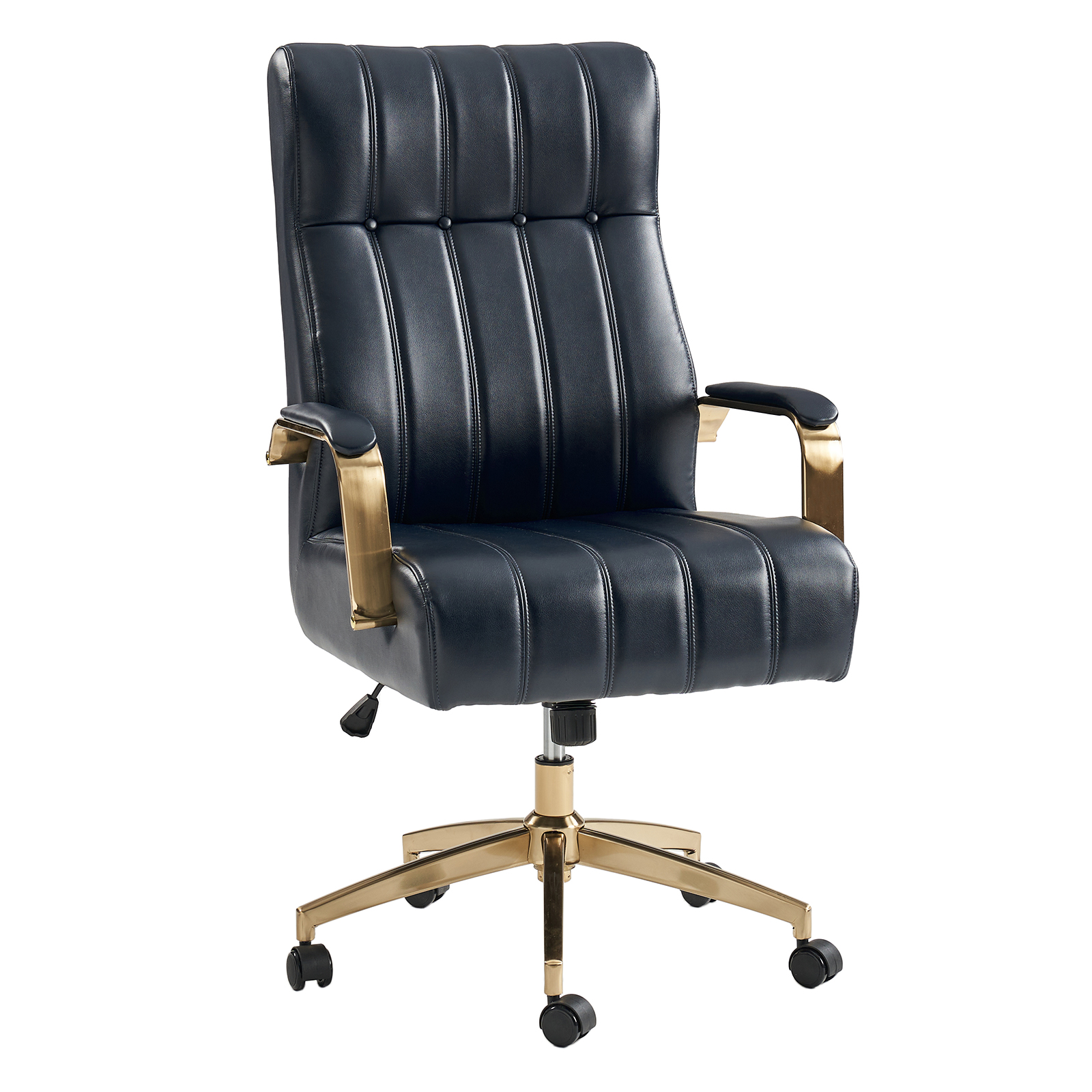 Conan Navy Leather Mid-Century Modern Ergonomic Executive Office Chair 1 Conan Navy Leather Mid-Century Modern Ergonomic Executive Office Chair
