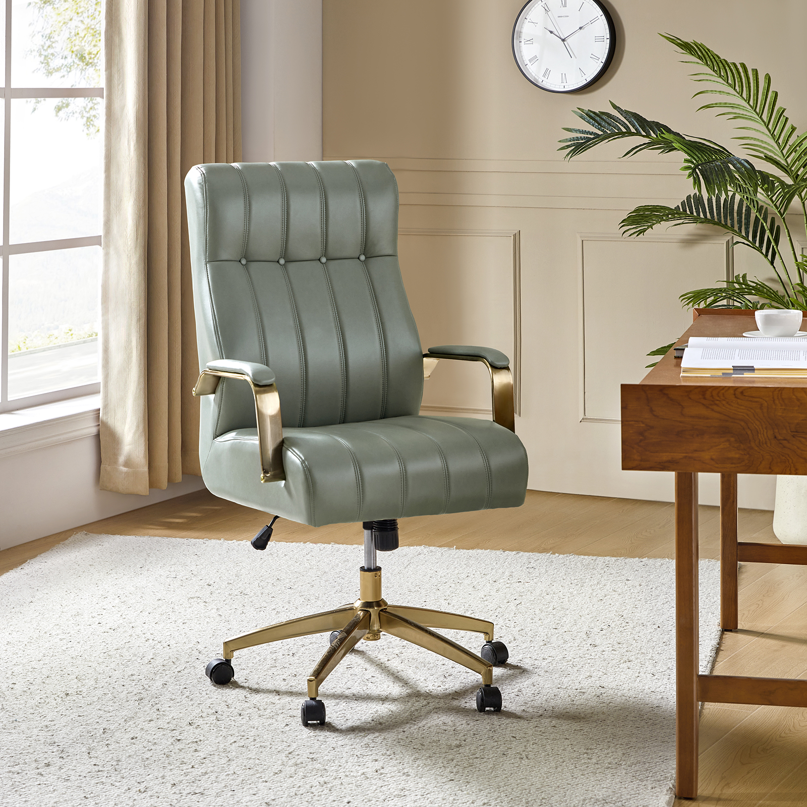 Conan Sage Leather Ergonomic Mid-Century Modern Executive Office Chair 2 Conan Sage Leather Ergonomic Mid-Century Modern Executive Office Chair - Image 2