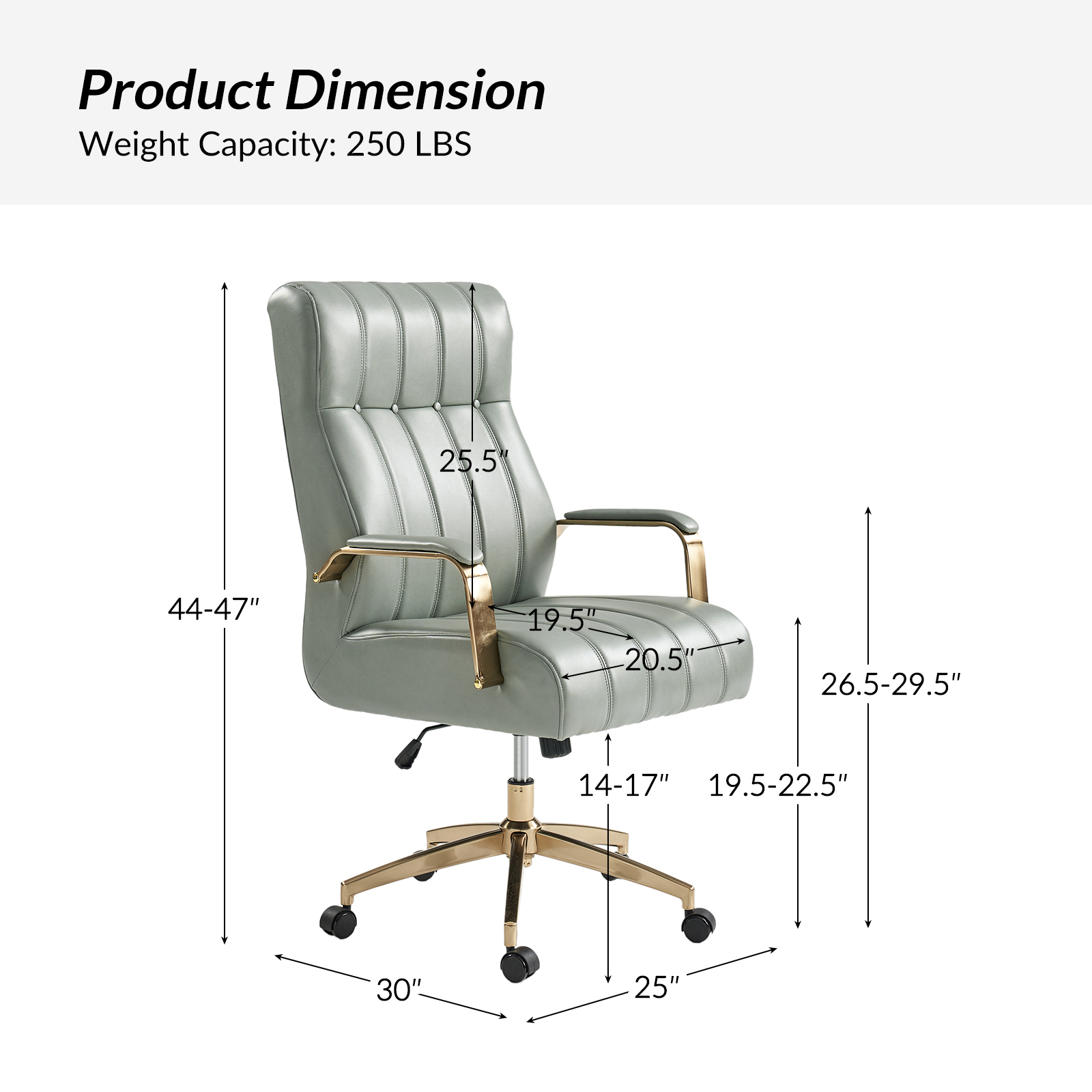 Conan Sage Leather Ergonomic Mid-Century Modern Executive Office Chair 5 Conan Sage Leather Ergonomic Mid-Century Modern Executive Office Chair - Image 5