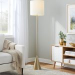 Cone 64 Contemporary Gold Metal and Linen Floor Lamp 10 Cone 64 Contemporary Gold Metal and Linen Floor Lamp