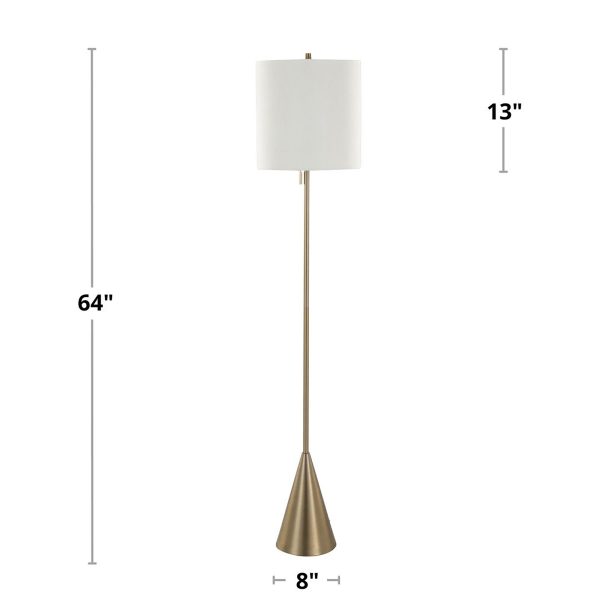 Cone 64 Contemporary Gold Metal and Linen Floor Lamp 6